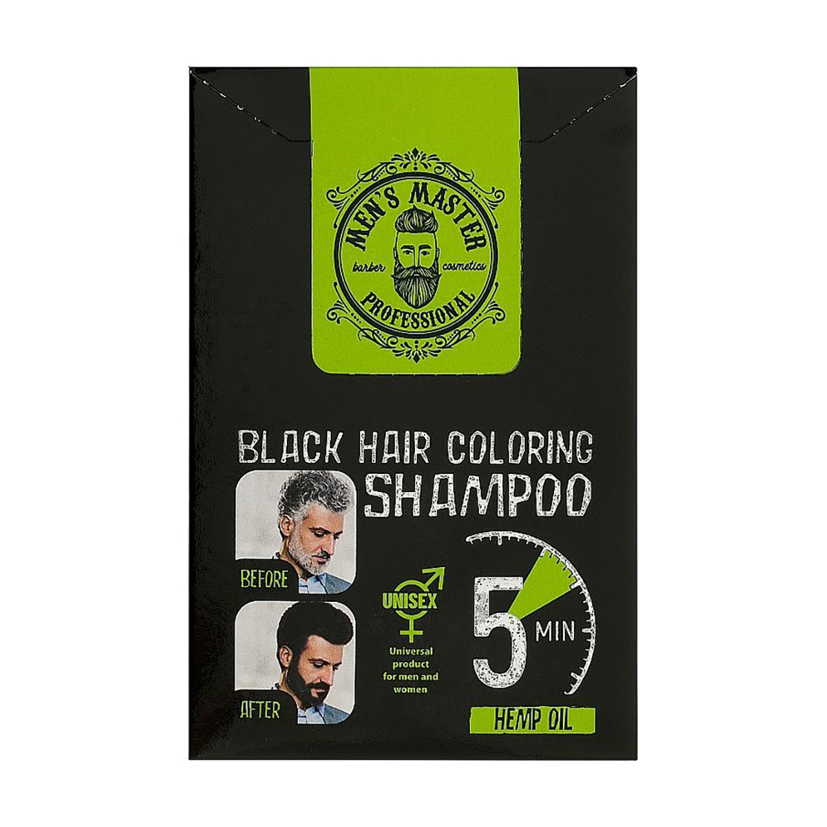 Фарбувальний шампунь для волосся Men's Master Black Hair Coloring Shampoo, 10*25 мл