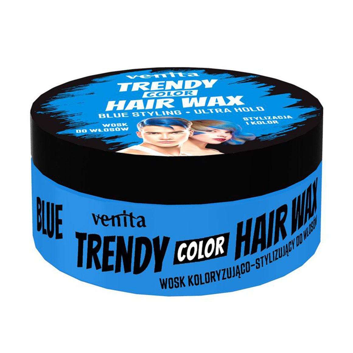 Фарбувальний віск для стилізації волосся Venita Trendy Color Hair Wax, Blue, 75 г
