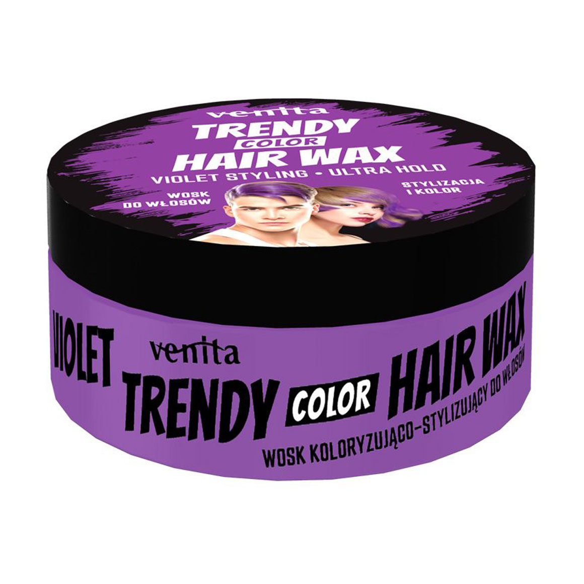 Фарбувальний віск для стилізації волосся Venita Trendy Color Hair Wax, Violet, 75 г