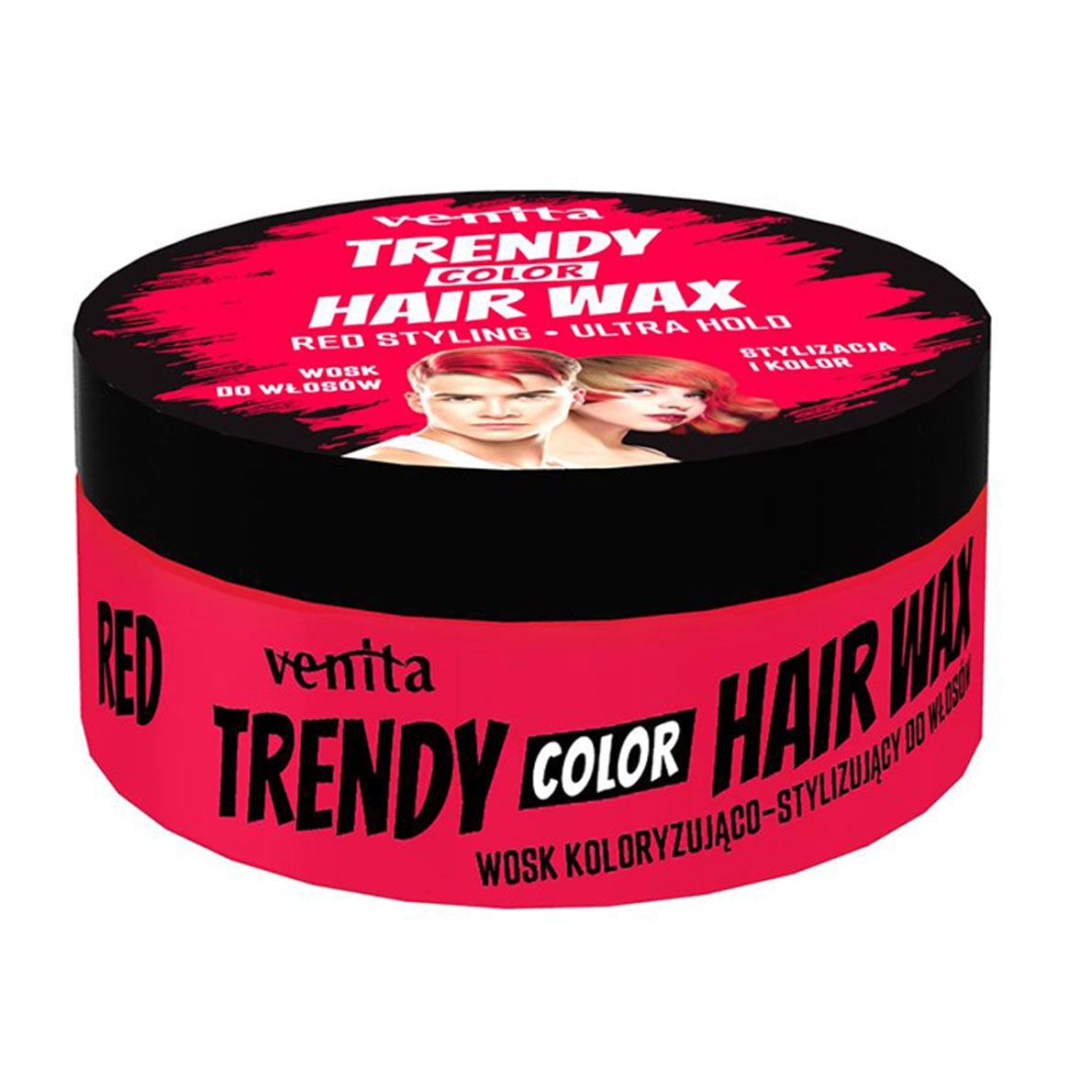 Фарбувальний віск для стилізації волосся Venita Trendy Color Hair Wax, Red, 75 г